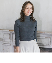 【新色追加】スパンコールリブタートルニット