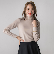 【新色追加】スパンコールリブタートルニット