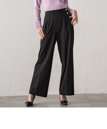 【新色追加】キラキラボタンワイドパンツ≪手洗い可能≫