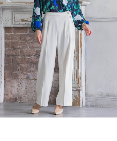 【新色追加】キラキラボタンワイドパンツ≪手洗い可能≫