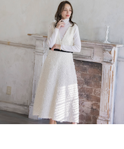 リボンドットツイードワンピース