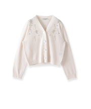 Vネックビジューカーディガン≪手洗い可能≫