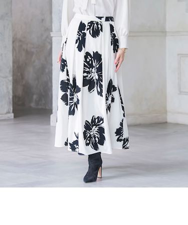ビッグフラワーフロッキースカート