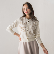 【新色追加】ボタニカルモチーフ刺繍カーディガン