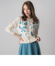 【新色追加】ボタニカルモチーフ刺繍カーディガン