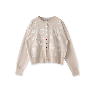 ボタニカルモチーフ刺繍カーディガン