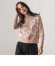 【新色追加】ボタニカルモチーフ刺繍カーディガン