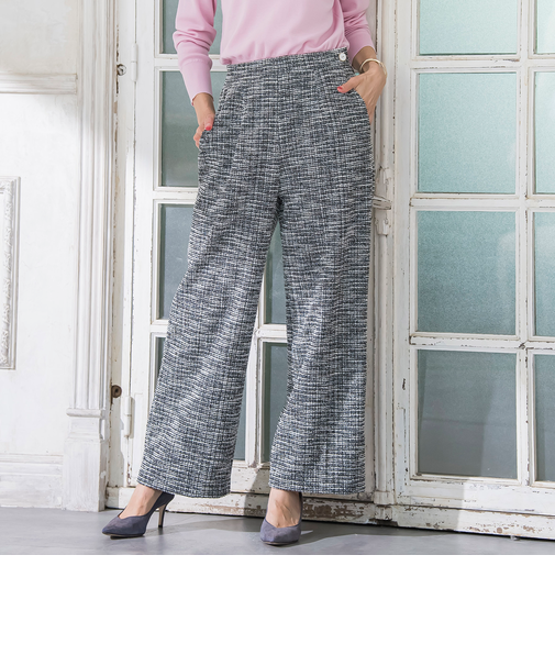 ツイードラメワイドパンツ