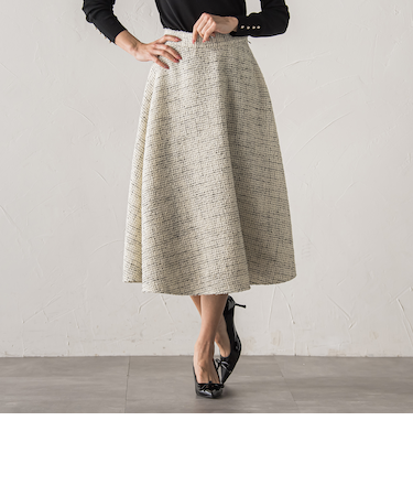 モノトーンツイードスカート