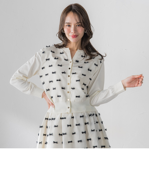 リボンジャガードカーディガン