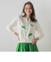 スズラン刺繍ニットカーディガン