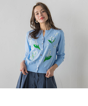 スズラン刺繍ニットカーディガン