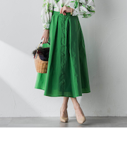 フロントボタンタフタスカート