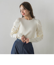 シャーリングスリーブニット