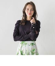 シャーリングスリーブニット