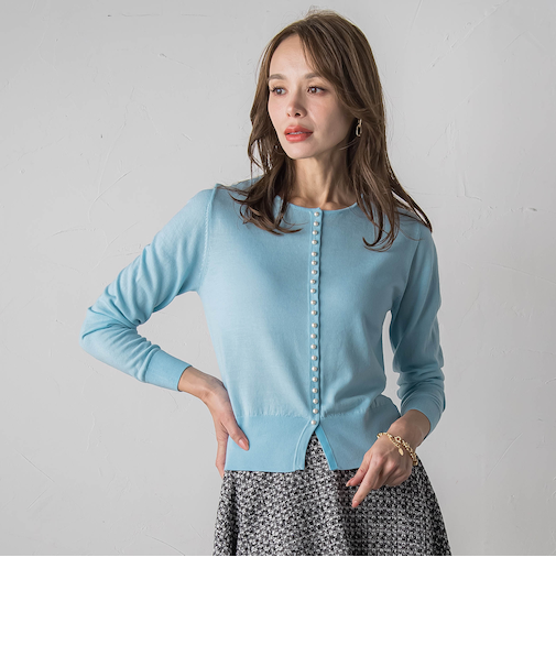 前後2wayパールボタンカーディガン