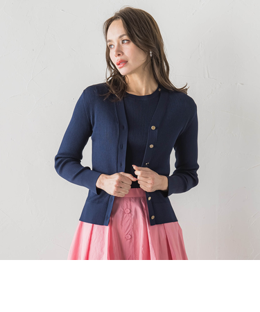 LUCINDAリブニットVカーディガン