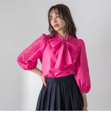 袖レースブラウス