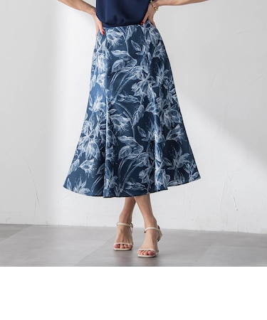 【WEB限定カラーあり】リネンライクフラワースカート