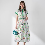 【KEITA KAWASAKI × Viaggio Bluコラボ】リリープリントワンピース