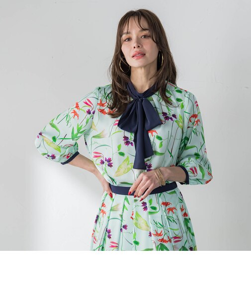 【KEITA KAWASAKI × Viaggio Bluコラボ】リリープリントブラウス