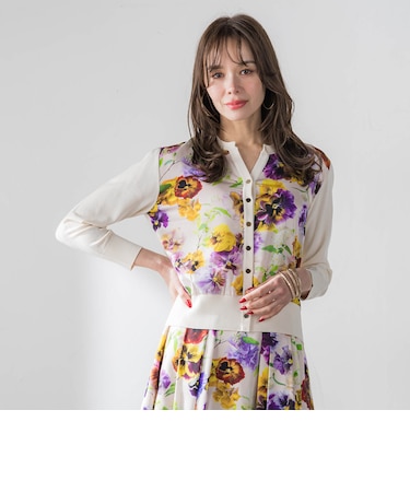 【KEITA KAWASAKI × Viaggio Bluコラボ】パンジープリントカーディガン