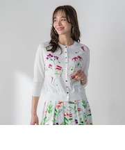 【KEITA KAWASAKI × Viaggio Bluコラボ】リリー刺繍カーディガン