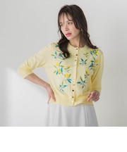 レモン刺繍ニットカーディガン