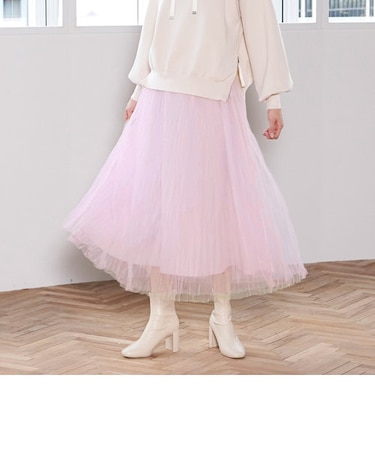 【大きいサイズ】シュガーパレットチュールスカート