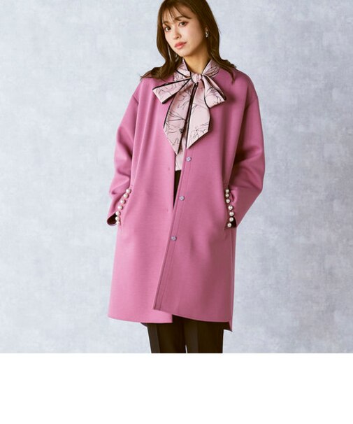 ノーカラーパールコート≪洗濯機で洗える≫
