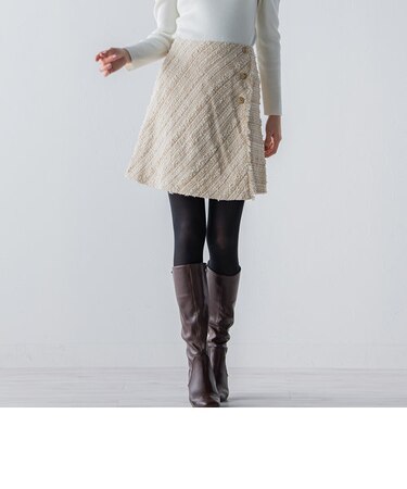 【大きいサイズ】ファンシーツィードスカート