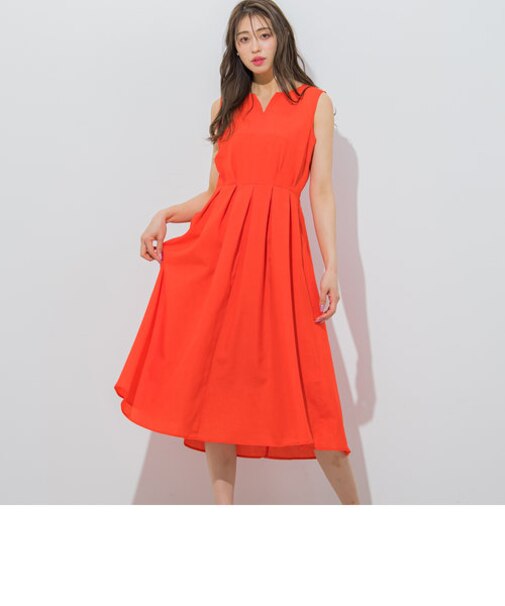 【大きいサイズ】リネンライクキレリラワンピース≪洗濯機で洗える≫