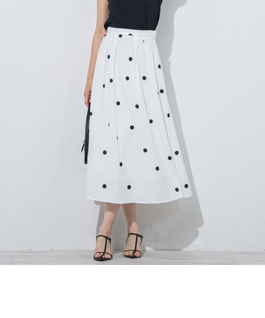 ドットジャガードスカート≪セットアップ対応/洗濯機で洗える≫
