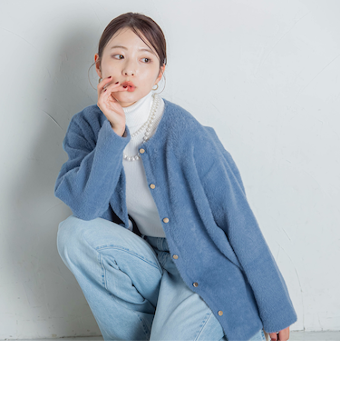 【新色追加】フェレットタッチWフェイスニットカーディガン≪手洗い可能≫