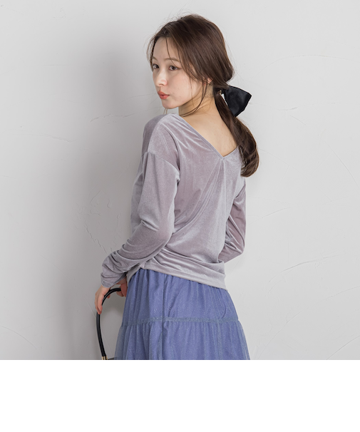 ニュアンスベロアバックシャンカットソー≪手洗い可能≫