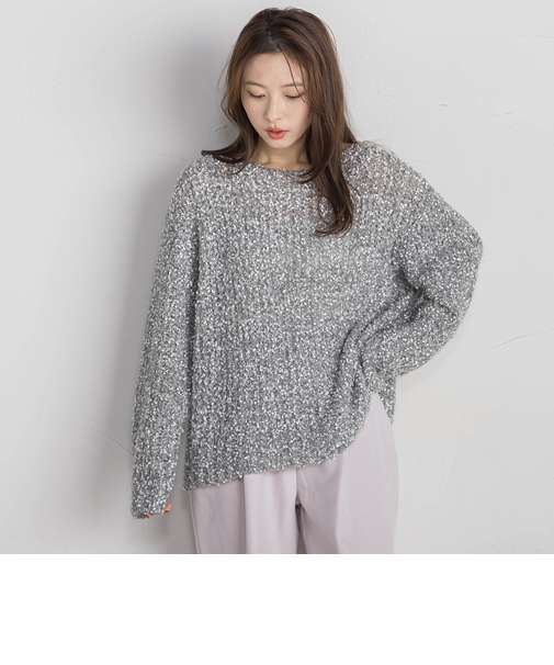 モヘア混リボンヤーンニュアンスニット≪手洗い可能≫