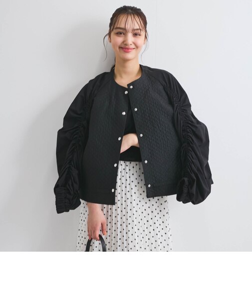 シャーリングスリーブ切替ブルゾン≪洗濯機で洗える≫