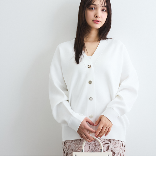 アソートビジューボタン軽量カーディガン≪手洗い可能≫