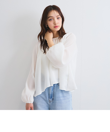 【日本製】シャーリングブラウス≪セットアップ対応/手洗い可能≫