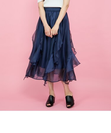 シルキーオーガンジースカート≪手洗い可能≫