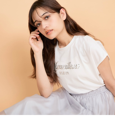スパンコール刺繍ロゴTシャツ≪手洗い可能≫