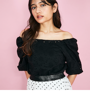 【SHIORI IRIE コラボ】2WAYオフショルレースブラウス≪手洗い可能≫
