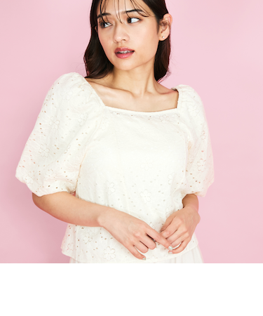 【SHIORI IRIE コラボ】2WAYオフショルレースブラウス≪手洗い可能≫