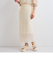 シャーリングシフォンタイトスカート≪手洗い可能≫