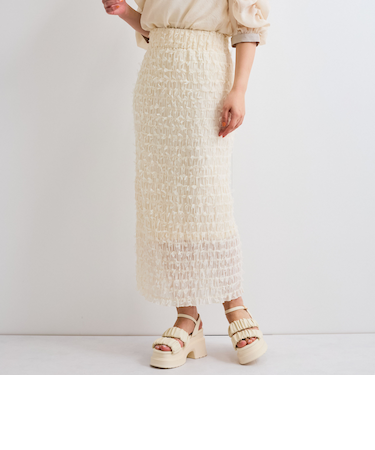 シャーリングシフォンタイトスカート≪手洗い可能≫