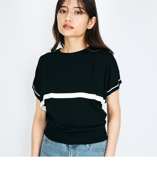 ケープレイヤードニットトップス≪手洗い可能≫