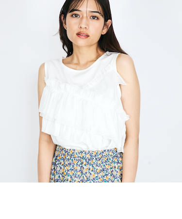 シフォンフリルノースリブラウス≪手洗い可能≫