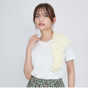 アシメショルダーフリルTシャツ≪手洗い可能≫