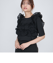 ギャザーフリルTシャツ≪手洗い可能≫
