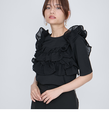 ギャザーフリルTシャツ≪手洗い可能≫
